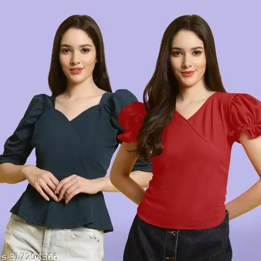 Clasic Casual Fashion Forward Women's Tops - Pack of 2
