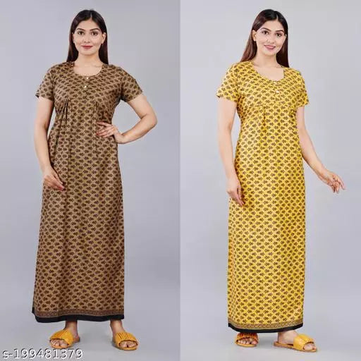 Designer Nighty For Women/Printed Nights For Women Combo Pack Of 2