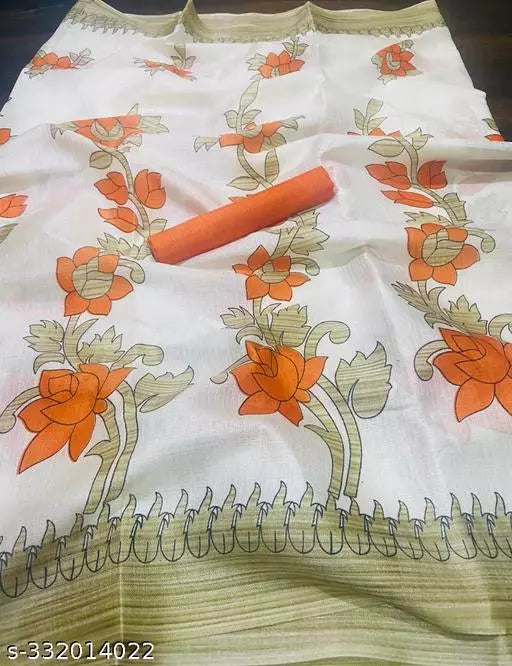 LIGHT WEIGHT FLORAL PRINTED KHADI SILK BLENDED SAREE