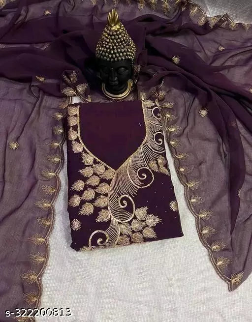 Womens Embroidered Fancy Georgette Classic Work Suits & Dress Materials