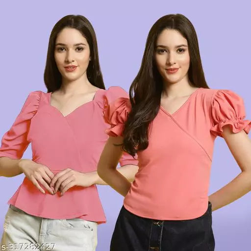 Clasic Casual Fashion Forward Women's Tops - Pack of 2