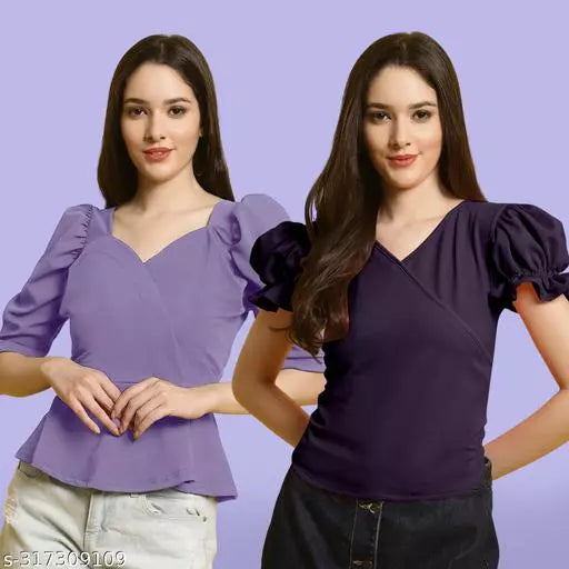 Clasic Casual Fashion Forward Women's Tops - Pack of 2