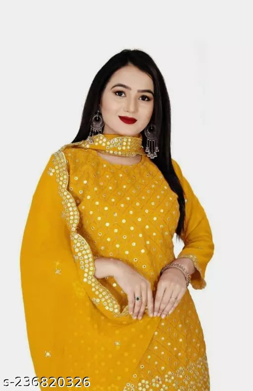 Aagyeyi Sensational Salwar Suits & Dress Materials Georgette 9mm Heavy sequence Work Wear Suit Like Party Wear Garara suit