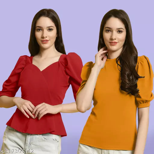 Clasic Casual Fashion Forward Women's Top - Pack of 2