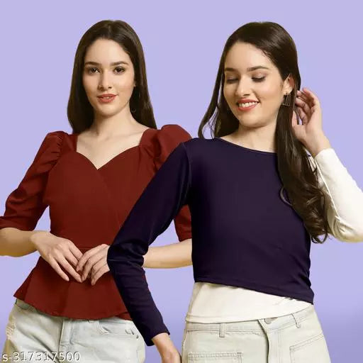 Classic Casual Fashion Forward Women's Top - Pack of 2