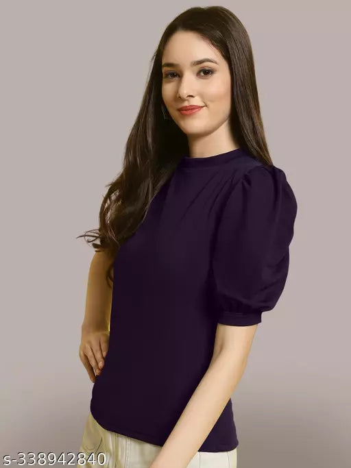 Casual Regular Sleeves Solid Women Burgundy Top (Women Top | Women Tops | Top)