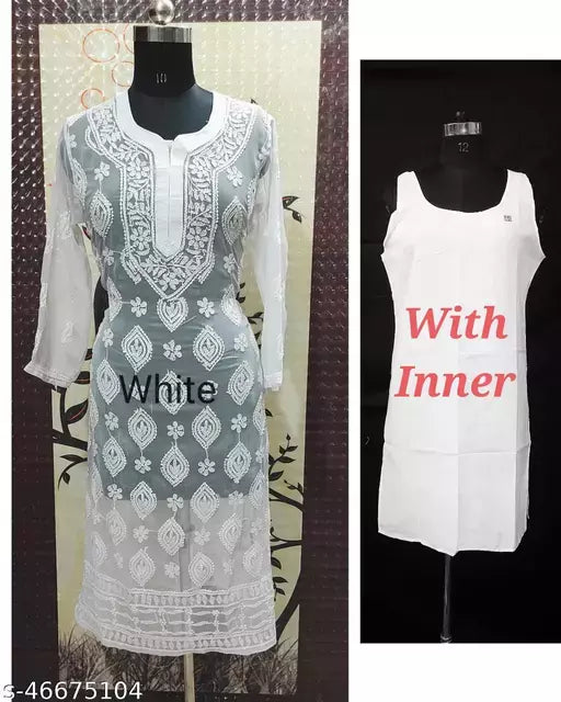 Handwork Chikankari Chiffon boota jaal with inner.