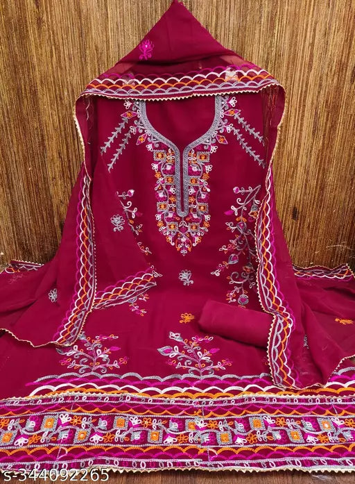 Georgette Dress Material For Womens With Embroidered Work On It