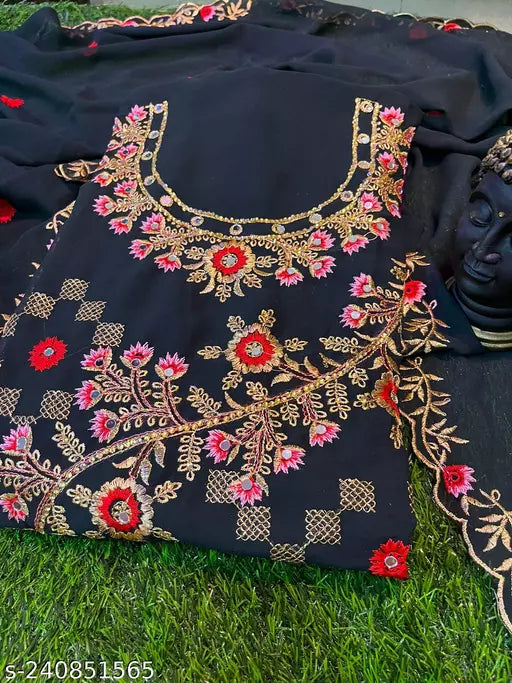New Fancy Georgette Top Trending Suit Party Wear Unstiched Salwar Suit And Dress Materials