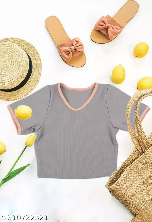 Women's Solid Cotton Rib Knit Crop Tank Top