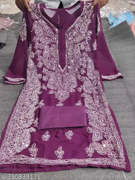 MIRROR CHIKANKARI KURTI WITH INNER