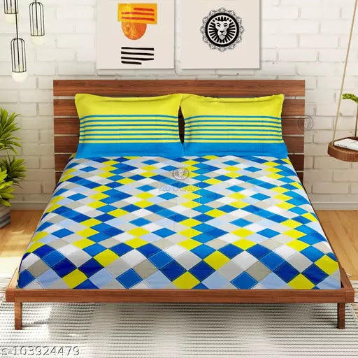 Double Pure Cotton Bedsheet With 2 Pillow Covers