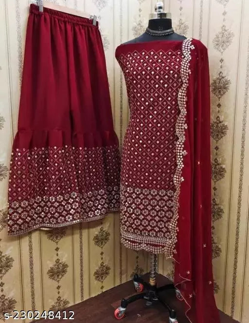 Aagyeyi Sensational Salwar Suits & Dress Materials Georgette 9mm Heavy sequence Work Wear Suit Like Party Wear Garara suit