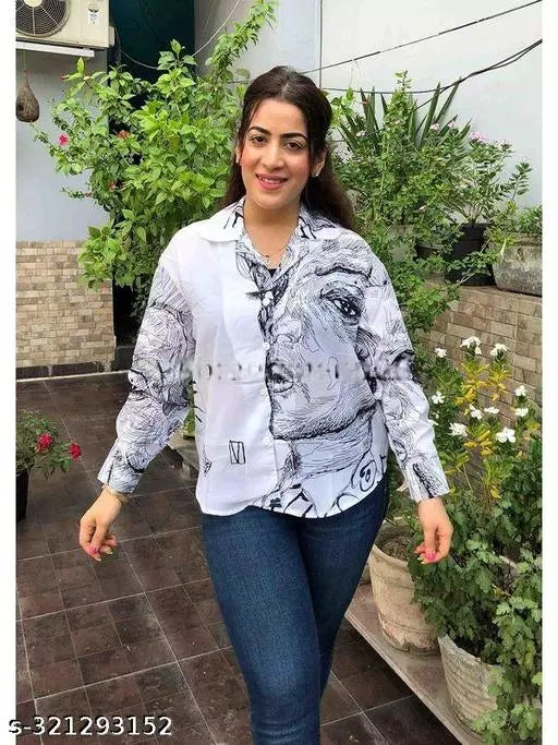 Full Sleeved Front Open Printed Shirt For Women Shirt For Women Western Wear Shirt Printed Shirt