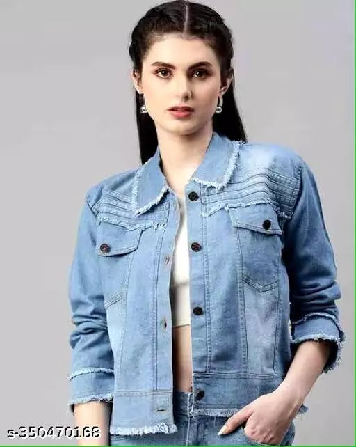 Light dark blue danem jacket for women