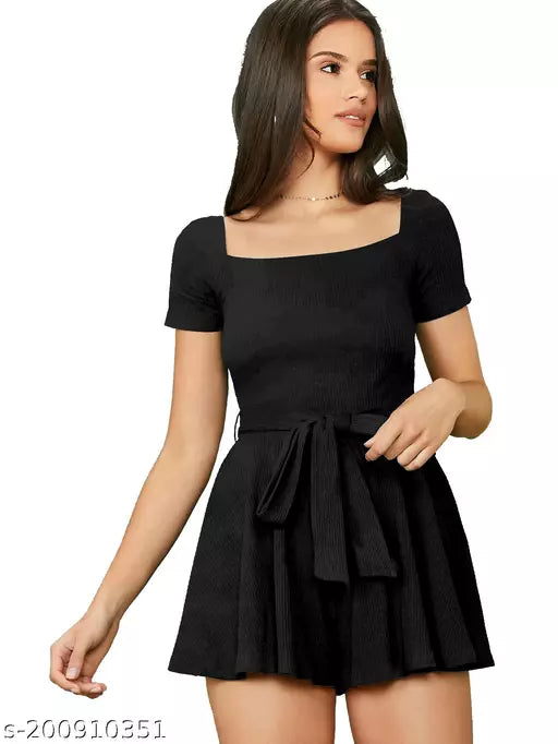 Black Dress For Woman With Belt