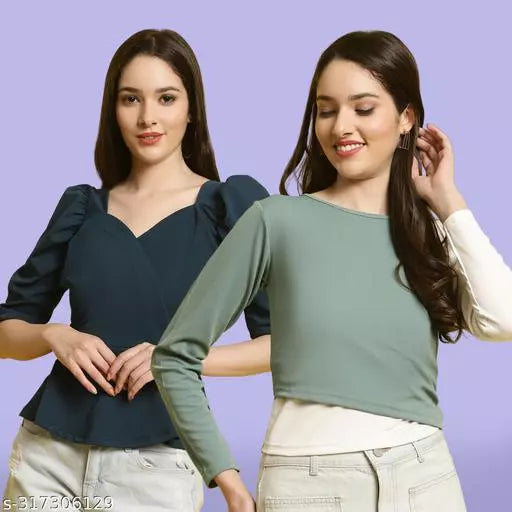 Clasic Casual Fashion Forward Women's Top - Pack of 2