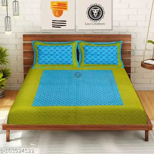Double Pure Cotton Bedsheet With 2 Pillow Covers