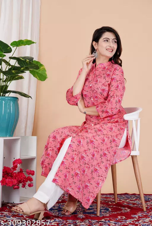 Shree Ganeseh Fashion Rayon Printed Stylish Pink Kurti Dress For Women –  Sheetal Online Fashion Store