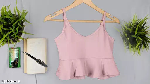 Women's Solid Cotton Rib Knit Crop Tank Top