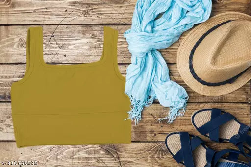 Women's Solid Cotton Rib Knit Crop Tank Top