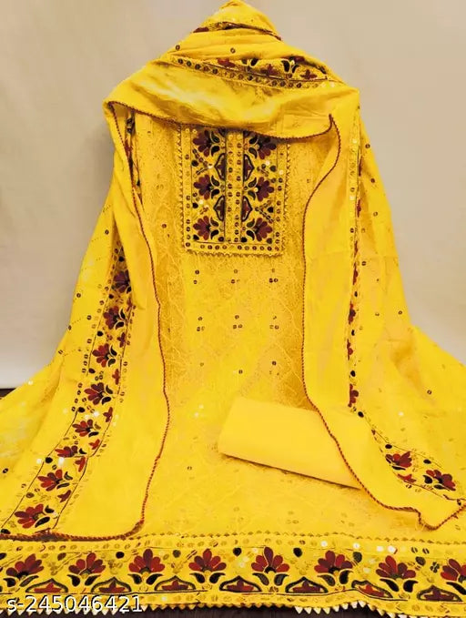 Chanderi Cotton Unstiched Salwar Suit And Dress Materials