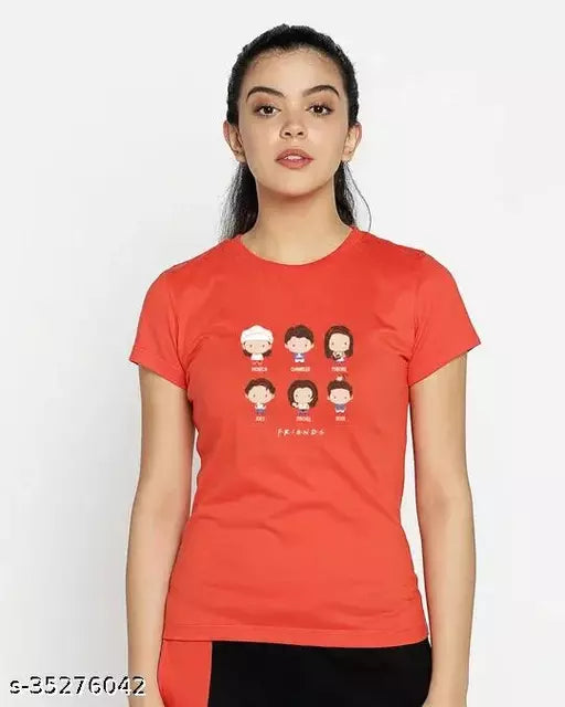 Vivient Women Chibi Friends Half Sleeve T-Shirt