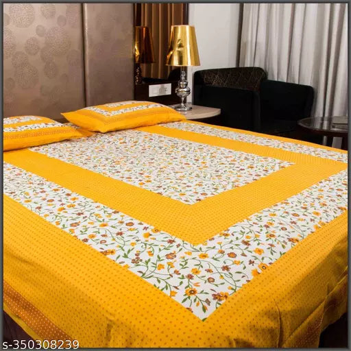 Jaipuri Pure Cotton Double Queen Bedsheet With 2 Pillow Covers