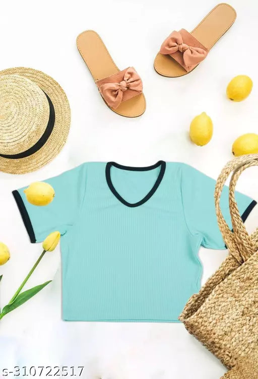 Women's Solid Cotton Rib Knit Crop Tank Top