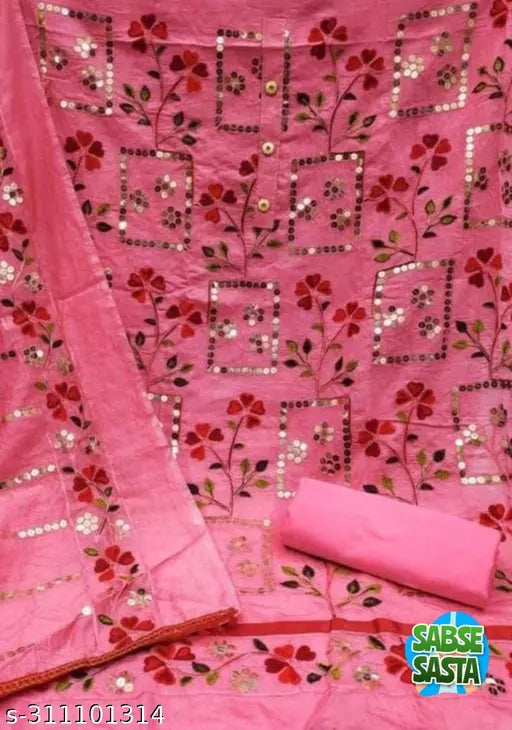Chanderi Cotton NEW Hit Sequence Embroidery design Work Women's Salwar Suits & Dress Materials