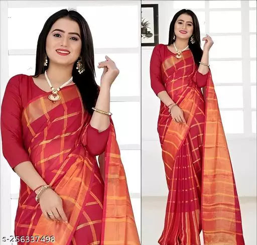 KRITI CHIFFON RED BOX SAREES BY KRADDLE (BANARASI)