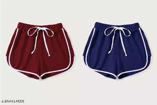 Vivient Women Maroon and Blue Short Combo