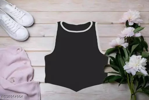 Women's Solid Cotton Rib Knit Crop Tank Top