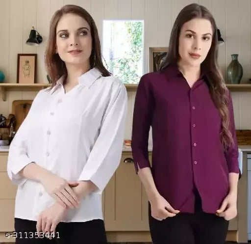 Stylish Solid Women Shirts Pack of 2