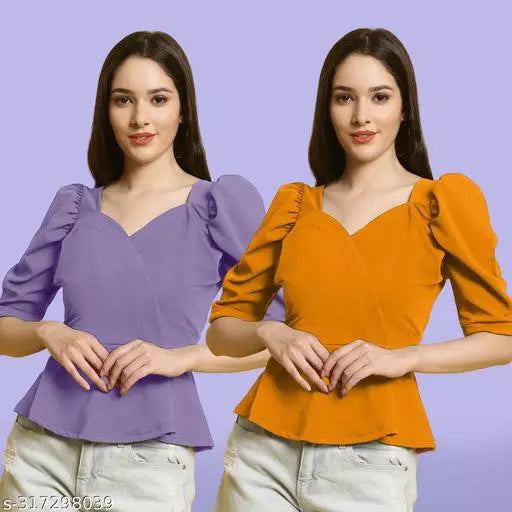 Clasic Casual Fashion Forward Women's Top - Pack of 2