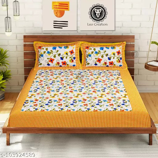 Double Pure Cotton Bedsheet With 2 Pillow Covers