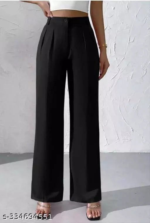 Latest Women Polyester Blend Solid Trousers for Women for Dailywear