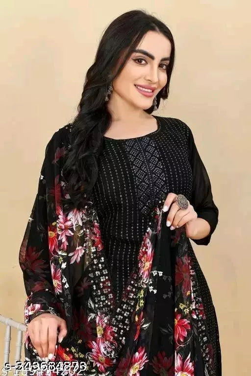 Georgette Dress Material For Womens With Embroidered Work On It