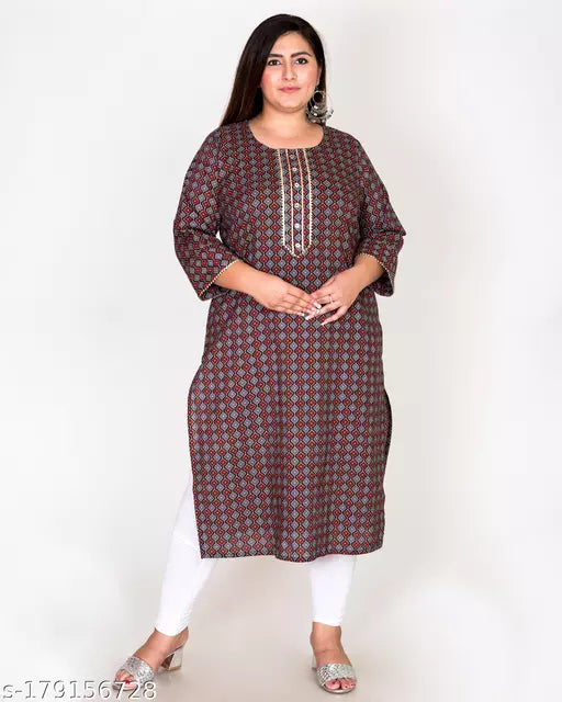 Swasti Women Printed Floral Print Pure Cotton Straight Kurta (Black)