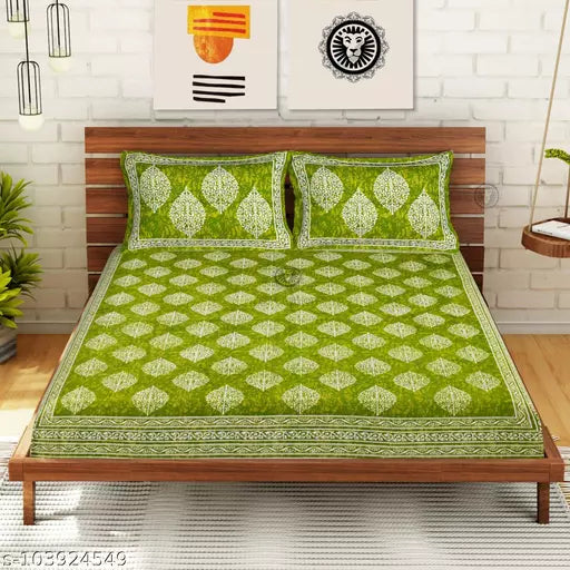 Double Pure Cotton Bedsheet With 2 Pillow Covers