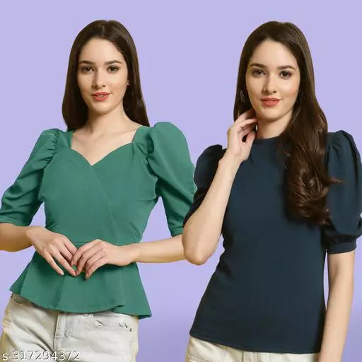 Clasic Casual Fashion Forward Women's Tops - Pack of 2