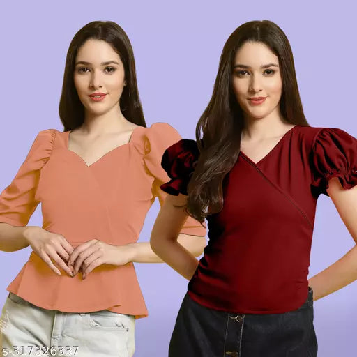Clasic Casual Fashion Forward Women's Top - Pack of 2