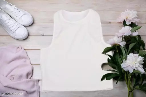Women's Solid Cotton Rib Knit Crop Tank Top