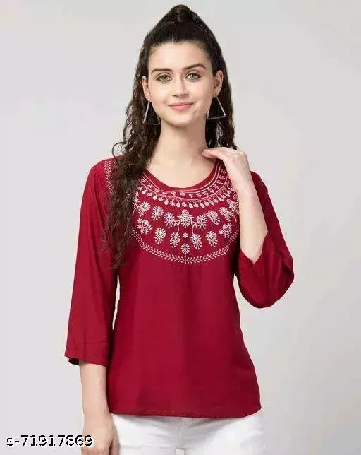womens Rayon Embroidery top partywear top top festival wear top jeans top trendy wear top