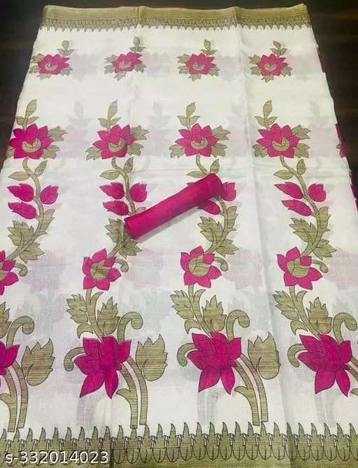 LIGHT WEIGHT FLORAL PRINTED KHADI SILK BLENDED SAREE