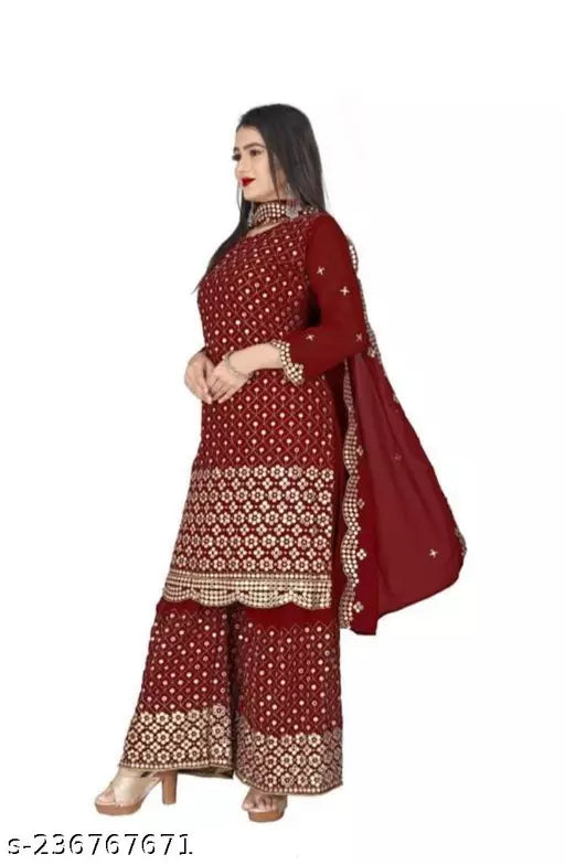 Aagyeyi Sensational Salwar Suits & Dress Materials Georgette 9mm Heavy sequence Work Wear Suit Like Party Wear Garara suit