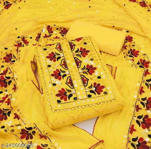 New Arrivals Party Wear Fancy Womens Chanderi Cotton Unstiched Salwar Suit And Dress Materials