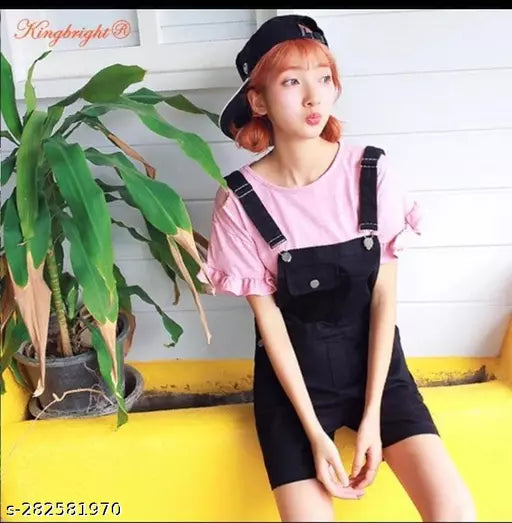 Stylish denim fabric dungree+ teee