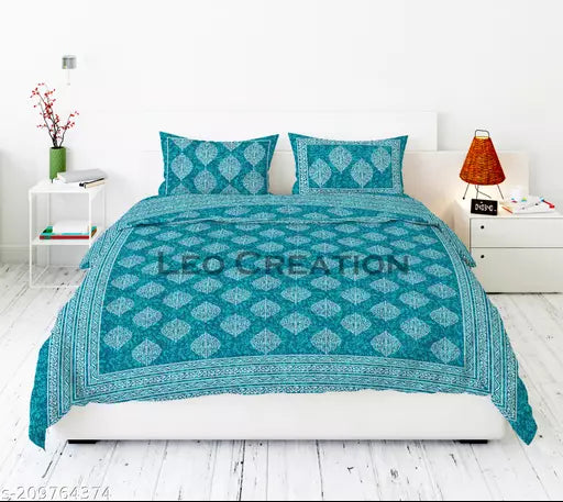 Jaipuri Pure Cotton Double Queen Bedsheet With 2 Pillow Covers