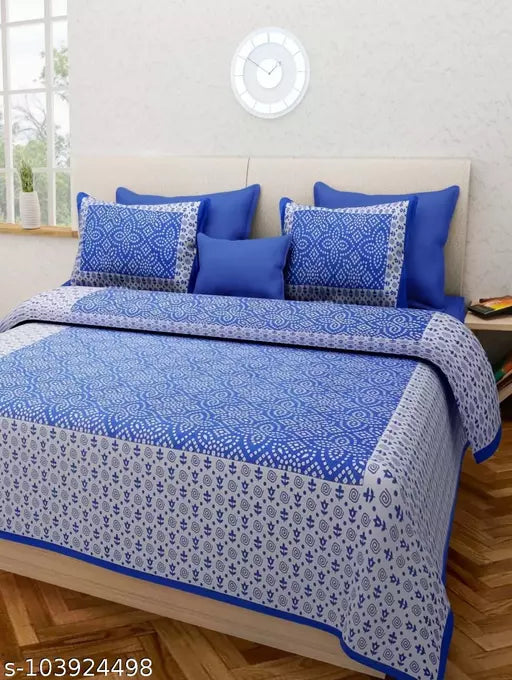 Double Pure Cotton Bedsheet With 2 Pillow Covers